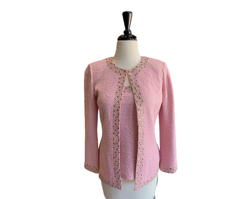 St. John Pink Knit Jacket with Matching Shell